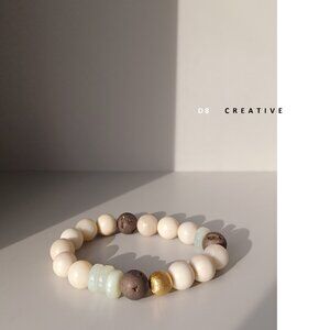 New natural white jade stone art deco style bracelet